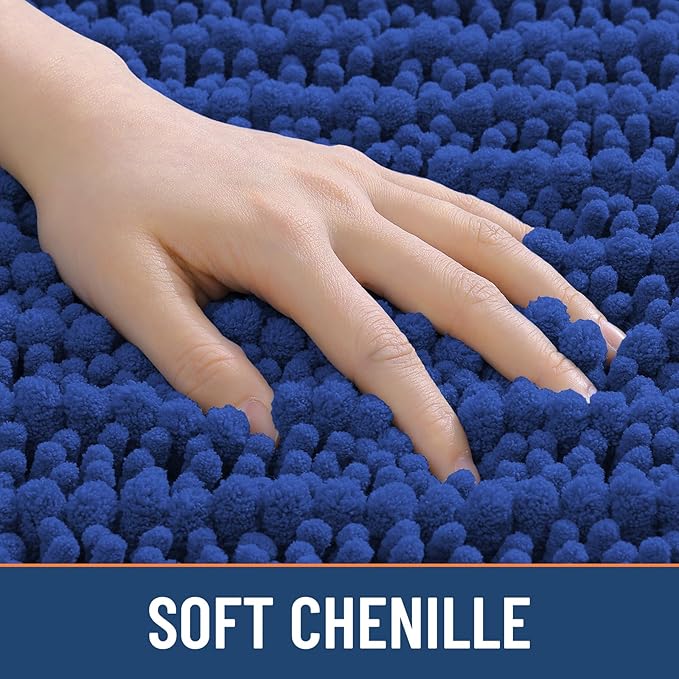 Smiry Bathroom Rugs Mat 30x20, Extra Soft Absorbent Chenille Bath Rugs, Non Slip Rubber Backing Machine Washable Quick Dry Bath Mats for Bathroom Floor, Tub, Shower, Home Decor Accessories, Royal Blue