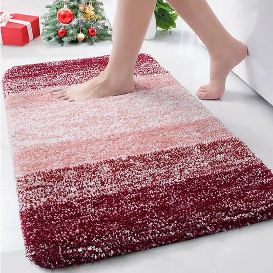 Arotive Microfiber Bathroom Rugs, Shaggy Soft and Absorbent Bath Rug, Non-Slip, Thick Plush Machine Washable Dry Bath Mats for Bathroom, Tub and Shower, 30x20, Burgundy, Rectangular