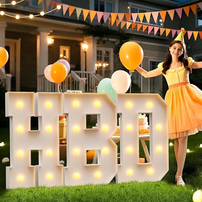 imprsv 3FT Block Marquee Letters, Light Up Letters for Birthday, Baby Shower, Wedding & Engagement Parties