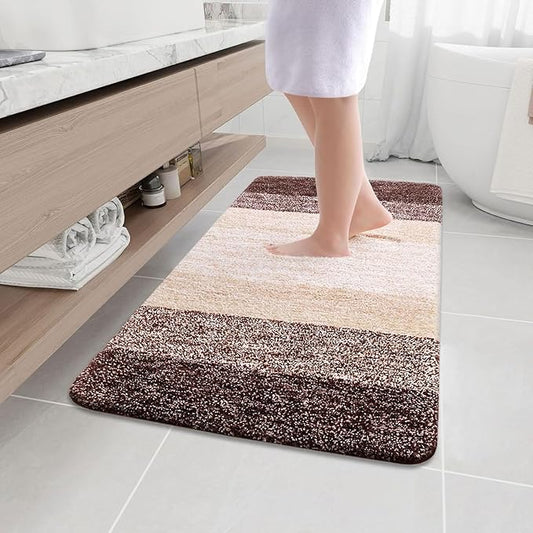 Arotive Microfiber Bathroom Rugs, Shaggy Soft and Absorbent Bath Rug, Non-Slip, Thick Plush Machine Washable Dry Bath Mats for Bathroom, Tub and Shower, 40x32, Brown, Rectangular