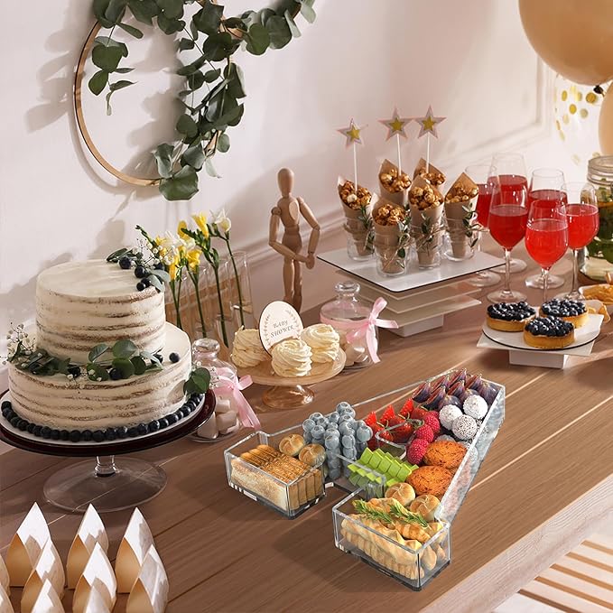 13.8" Acrylic Letter Charcuterie Tray, Charcuterie Letters Fillable Box for food, Reusable Serving Cake Candy Dish Display Tray for Birthday Anniversary Party Decoration (Letter A)