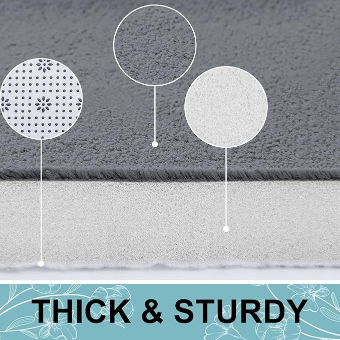 Smiry Memory Foam Bath Mat 40x32, Extra Soft and Absorbent Bathroom Mats, Non Slip Washable Carpet for Floor, Shower and Tub, Dark Grey