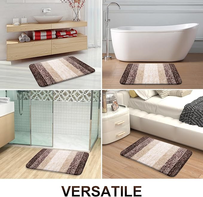 OLANLY Bathroom Runner Rugs 47x24, Extra Soft Absorbent Microfiber Bath Rugs, Rubber Backing, Quick Dry, Machine Washable Bath Mats for Bathroom Floor, Tub and Shower, Home Decor Accessories, Brown