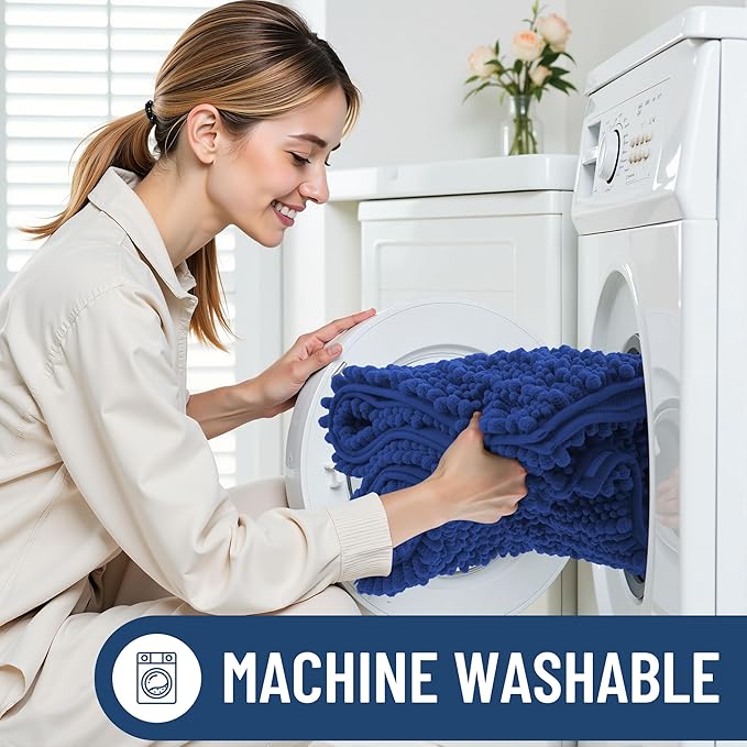 Smiry Bathroom Rugs Mat 40x32, Extra Soft Absorbent Chenille Bath Rugs, Non Slip Rubber Backing Machine Washable Quick Dry Bath Mats for Bathroom Floor, Tub, Shower, Home Decor Accessories, Royal Blue