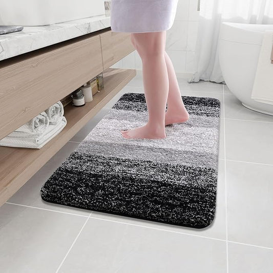 Arotive Microfiber Bathroom Rugs, Shaggy Soft and Absorbent Bath Rug, Non-Slip, Thick Plush Machine Washable Dry Bath Mats for Bathroom, Tub and Shower, 36x24, Black, Rectangular