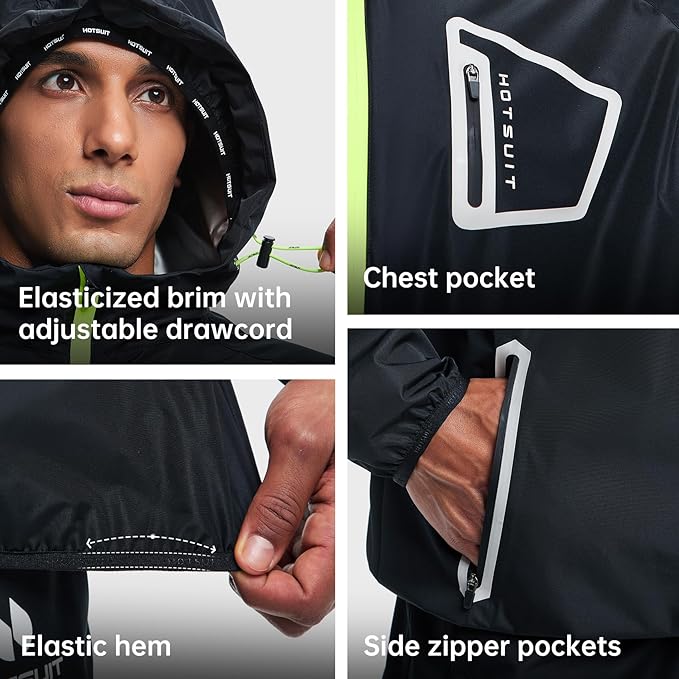 HOTSUIT Sauna Suit Men Anti Rip Boxing Sweat Suits Exercise Workout Jacket