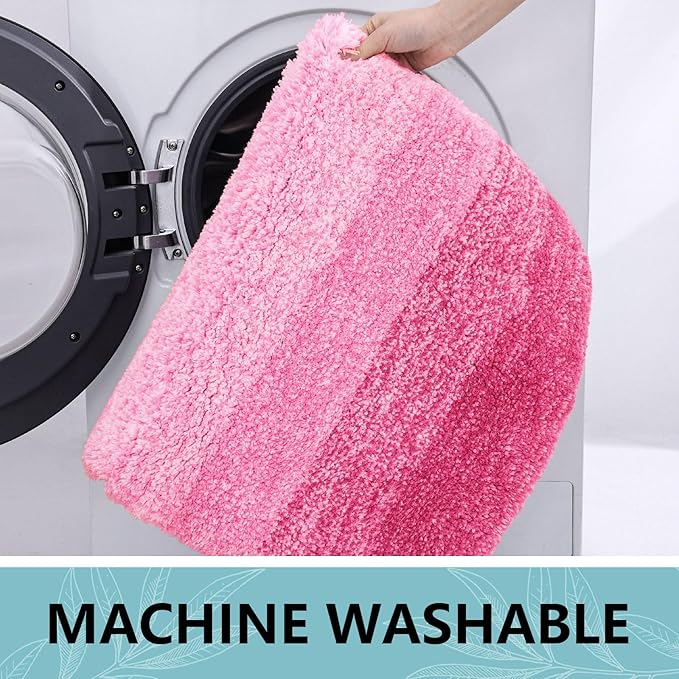 Arotive Microfiber Bathroom Rugs, Shaggy Soft and Absorbent Bath Rug, Non-Slip, Thick Plush Machine Washable Dry Bath Mats for Bathroom, Tub and Shower, 24x24, Pink, Round