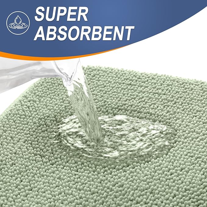 OLANLY Thick Memory Foam Bath Mat Rug 47x20, Extra Soft Absorbent Bathroom Rug, Quick Dry Bath Mats, Non-Slip, Machine Washable Carpet for Bathroom, Tub and Shower, Home Decor Accessories, Sage Green