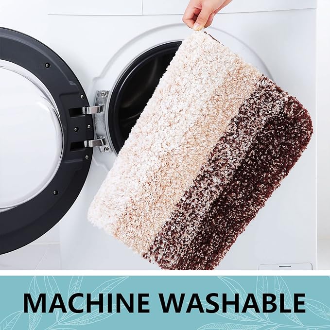 Arotive Microfiber Bathroom Rugs, Shaggy Soft and Absorbent Bath Rug, Non-Slip, Thick Plush Machine Washable Dry Bath Mats for Bathroom, Tub and Shower, 34x21, Brown, Rectangular
