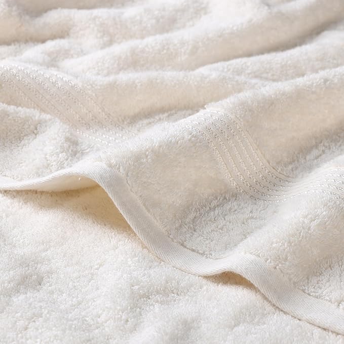Superior Egyptian Cotton 3-Piece Towel Set, Basic Towels For Bathroom, Home Decor, Guest Bath, Shower, Apartment, Included 1 Face, 1 Hand, 1 Bath Towel, Washcloth, Quick Dry, Ivory