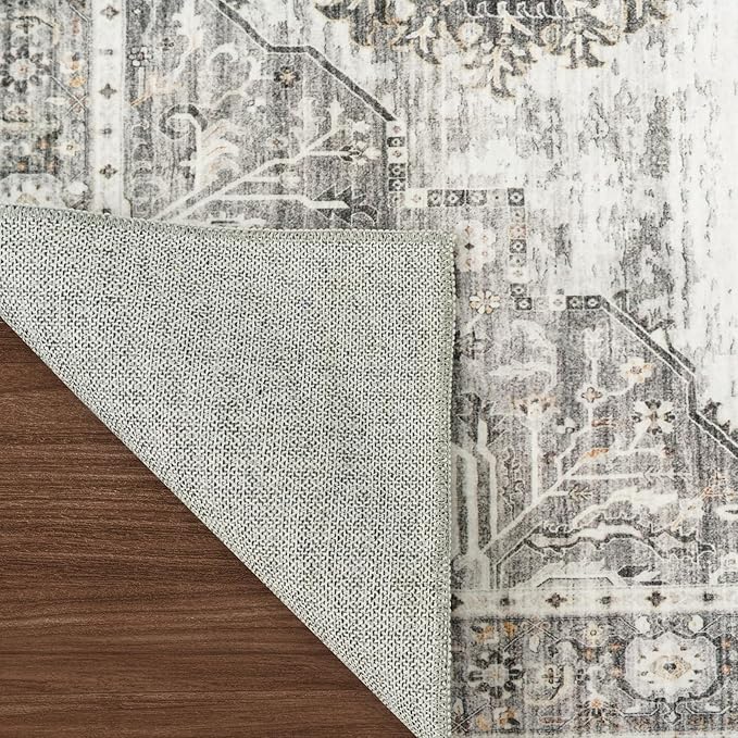 RUUGME 2x6 Hallway Runner Rugs - Washable Boho Rugs for Living Room Stain Resistant Vintage Carpet Tribal Rugs for Bedroom Kitchen Bathroom Non Slip Backing Decor Floor Decoration Mat 2x6 Grey