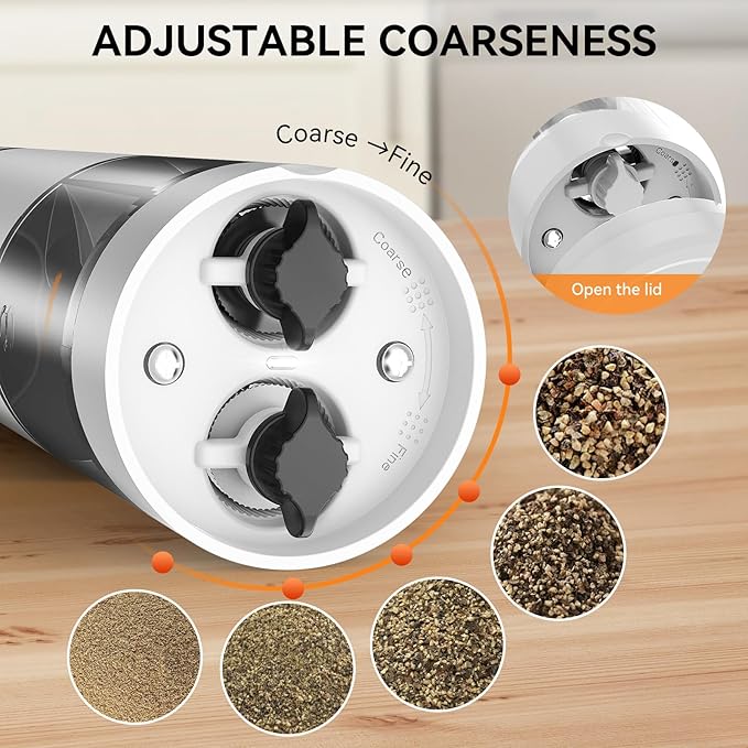 Electric Salt & Pepper Grinder Set – USB Rechargeable Automatic Spice Mill (2-in-1)