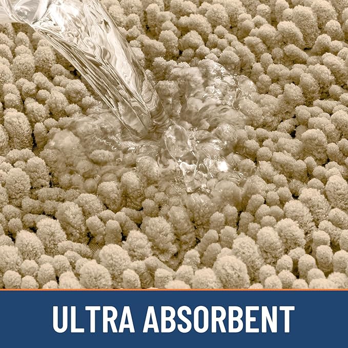 Smiry Bathroom Rugs Mat 40x32, Extra Soft Absorbent Chenille Bath Rugs, Non Slip Rubber Backing Machine Washable Quick Dry Bath Mats for Bathroom Floor, Tub, Shower, Home Decor Accessories, Beige