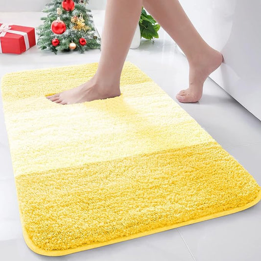 Arotive Microfiber Bathroom Rugs, Shaggy Soft and Absorbent Bath Rug, Non-Slip, Thick Plush Machine Washable Dry Bath Mats for Bathroom, Tub and Shower, 24x16, Yellow, Rectangular