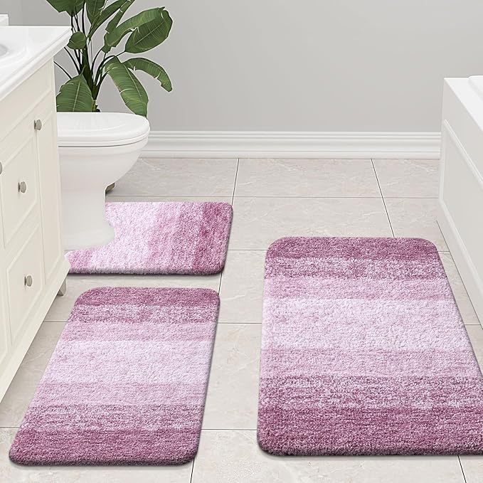 Arotive Microfiber Bathroom Rugs, Shaggy Soft and Absorbent Bath Rug, Non-Slip, Thick Plush Machine Washable Dry Bath Mats for Bathroom, Tub and Shower, 30x20, Purple, Rectangular