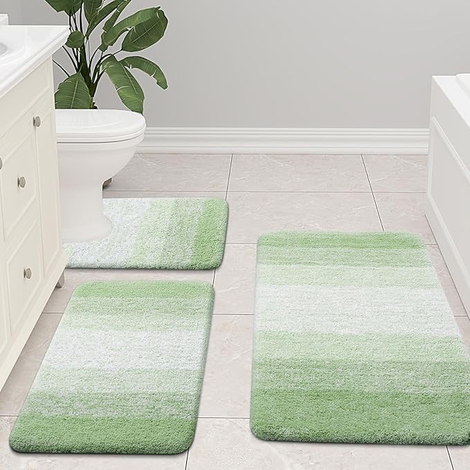 Arotive Microfiber Bathroom Rugs, Shaggy Soft and Absorbent Bath Rug, Non-Slip, Thick Plush Machine Washable Dry Bath Mats for Bathroom, Tub and Shower, 59x24, Sage Green, Rectangular