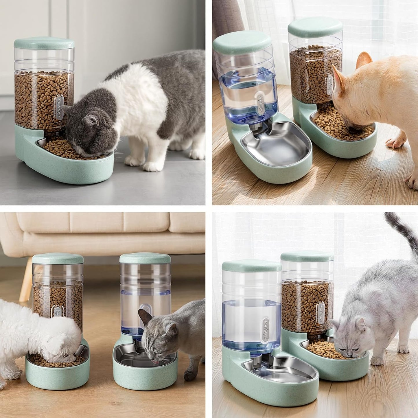 Auto Pet Feeder & Water Dispenser with Stainless Bowl