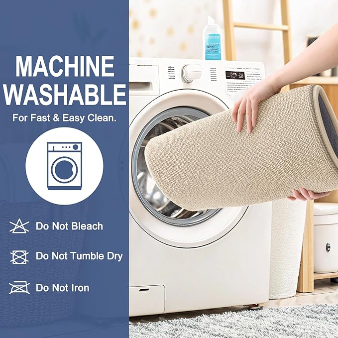 OLANLY Thick Memory Foam Bath Mat Rug 47x24, Extra Soft Absorbent Bathroom Rug, Quick Dry Bath Mats, Non-Slip, Machine Washable Carpet for Bathroom, Tub and Shower, Home Decor Accessories, Beige