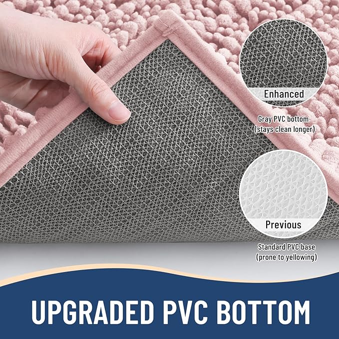 Arotive Luxury Chenille Bathroom Rug Mat, Extra Soft Thick Absorbent Shaggy Bath Rugs, Non-Slip Machine Wash Dry, Plush Bath Mats for Bathroom, Shower and Tub, 36x24, Dirty Pink