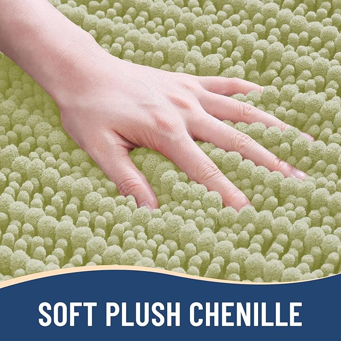 Arotive Luxury Chenille Bathroom Rug Mat, Extra Soft Thick Absorbent Shaggy Bath Rugs, Non-Slip Machine Wash Dry, Plush Bath Mats for Bathroom, Shower and Tub, 36x24, Vanilla