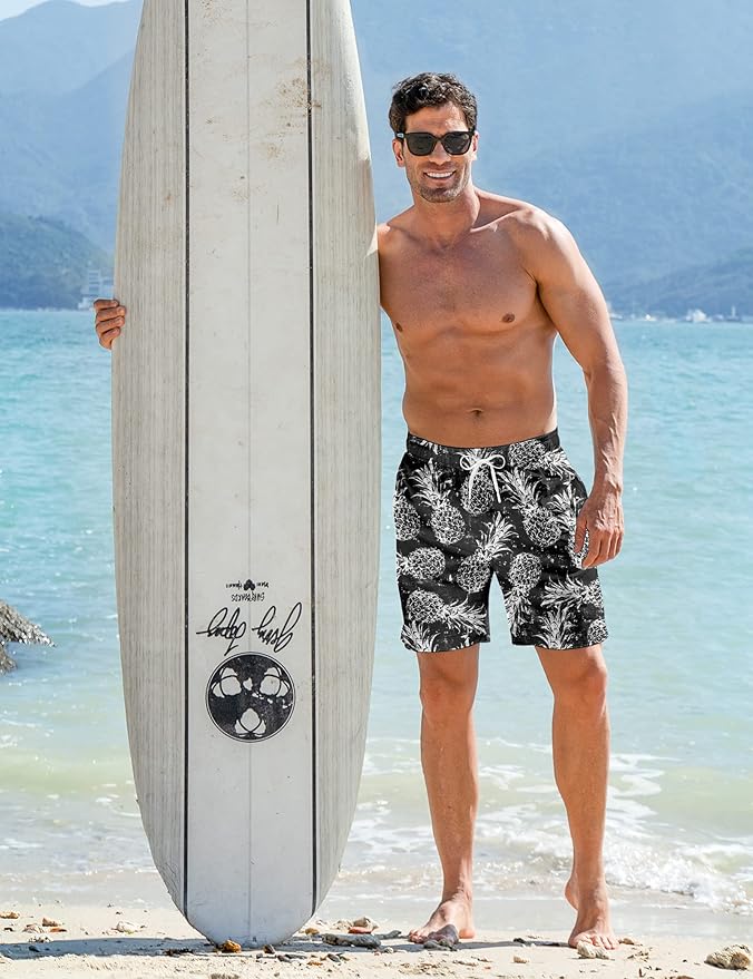 Goodstoworld Mens Swim Trunks with Compression Liner 9'' Inseam Quick Dry Swimsuit Shorts M-3XL