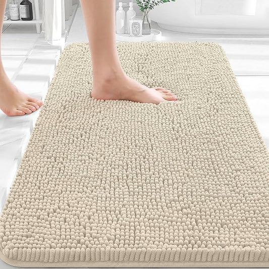 OLANLY Bathroom Rugs 36x24, Extra Soft Absorbent Chenille Bath Rugs, Rubber Backing Quick Dry, Machine Washable Bath Mats for Bathroom Floor, Tub and Shower, Home Decor Accessories, Sand