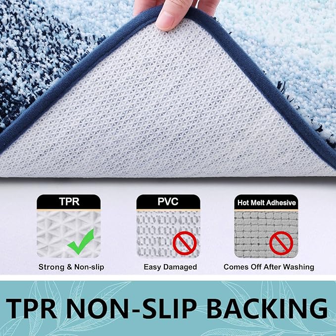Arotive Microfiber Bathroom Rugs, Shaggy Soft and Absorbent Bath Rug, Non-Slip, Thick Plush Machine Washable Dry Bath Mats for Bathroom, Tub and Shower, 44x24, Dark Blue, Rectangular