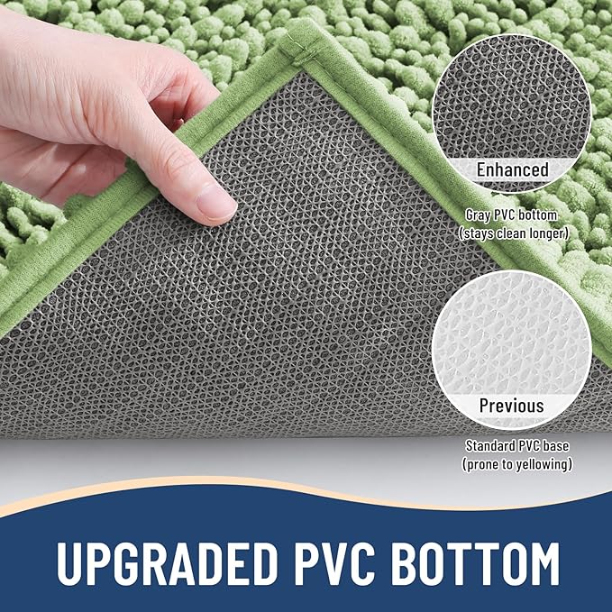 Arotive Luxury Round Chenille Bathroom Rug Mat, Extra Soft Thick Absorbent Shaggy Bath Rugs, Non-Slip Machine Wash Dry Plush Bath Mats for Bathroom, Shower and Tub, 24x24, Sage Green