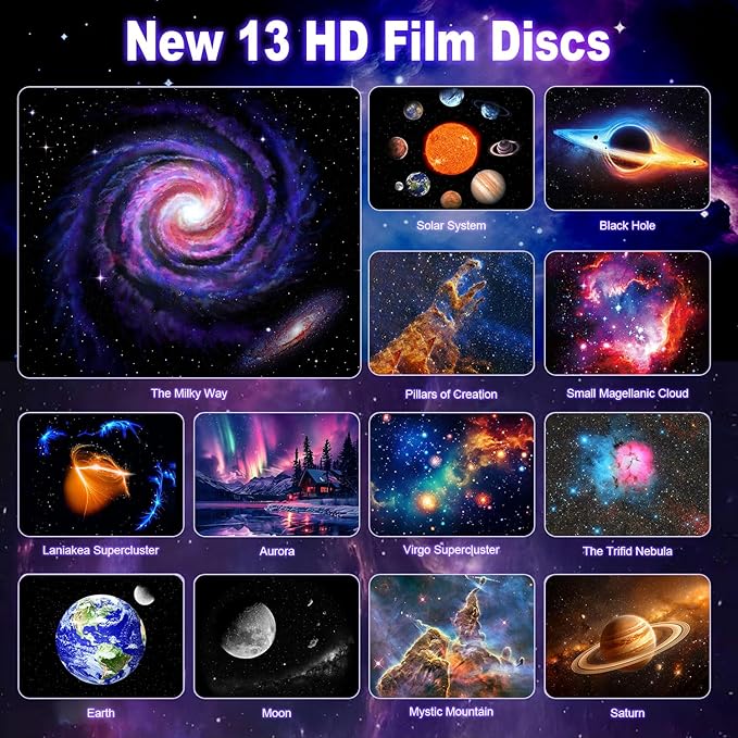 UFO Star Projector, 13 in 1 Planetarium Galaxy Projector for Bedroom, Galaxy Light Projector with White Noise, Bluetooth Speaker, Timer & RGB Effects, Space Night Light Projector for Kids Adults Gift