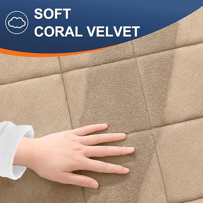 OLANLY Memory Foam Bath Mat 30x20, Ultra Soft and Absorbent Bathroom Rugs, Machine Washable, Comfortable Bath Carpet for Bathroom Floor, Tub and Shower, Tan
