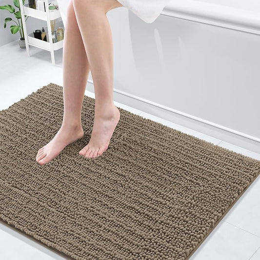 Arotive Luxury Chenille Bathroom Rug Mat, Extra Soft Thick Absorbent Shaggy Bath Rugs, Non-Slip Machine Wash Dry, Plush Bath Mats for Bathroom, Shower and Tub, 40x32, Camel