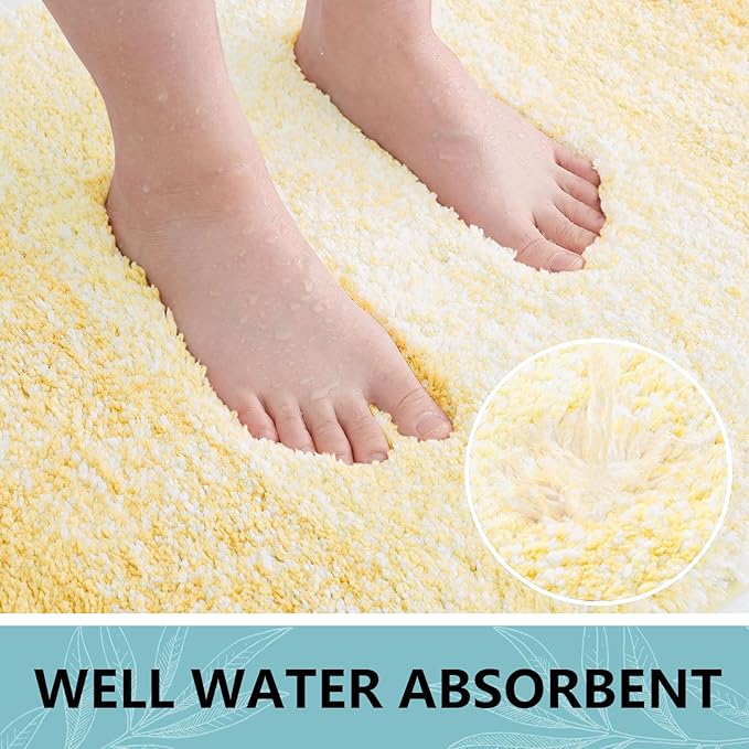 Arotive Microfiber Bathroom Rugs, Shaggy Soft and Absorbent Bath Rug, Non-Slip, Thick Plush Machine Washable Dry Bath Mats for Bathroom, Tub and Shower, 30x20, Light Yellow, Rectangular