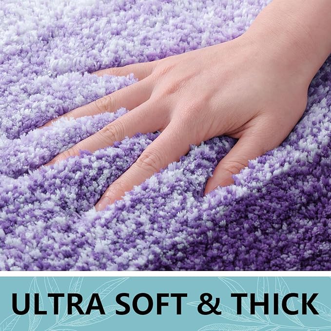 Arotive Microfiber Bathroom Rugs, Shaggy Soft and Absorbent Bath Rug, Non-Slip, Thick Plush Machine Washable Dry Bath Mats for Bathroom, Tub and Shower, 30x20, Dark Purple, Rectangular