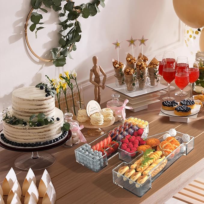 13.8" Acrylic Letter Charcuterie Tray, Charcuterie Letters Fillable Box for Food, Reusable Serving Cake Candy Dish Display Tray for Birthday Anniversary Party Decoration (Letter M)