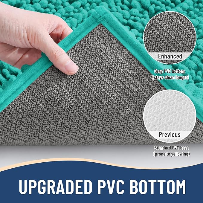 Arotive Luxury Chenille Bathroom Rug Mat, Extra Soft Thick Absorbent Shaggy Bath Rugs, Non-Slip Machine Wash Dry, Plush Bath Mats for Bathroom, Shower and Tub, 34x21, Teal