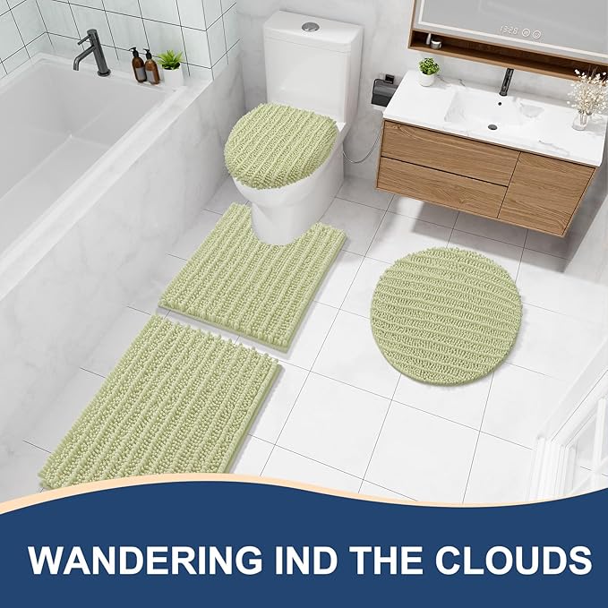 Arotive Luxury Chenille Bathroom Rug Mat, Extra Soft Thick Absorbent Shaggy Bath Rugs, Non-Slip Machine Wash Dry, Plush Bath Mats for Bathroom, Shower and Tub, 36x24, Vanilla