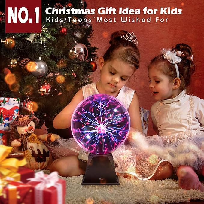 Flashmen Plasma Ball Lamp 6 inch Science Gift Touch & Sound Sensitive Plasma Globe for Bedroom Decor Lamp Novelty Present (Purple)