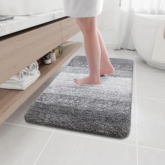 Arotive Microfiber Bathroom Rugs, Shaggy Soft and Absorbent Bath Rug, Non-Slip, Thick Plush Machine Washable Dry Bath Mats for Bathroom, Tub and Shower, 36x24, Grey, Rectangular
