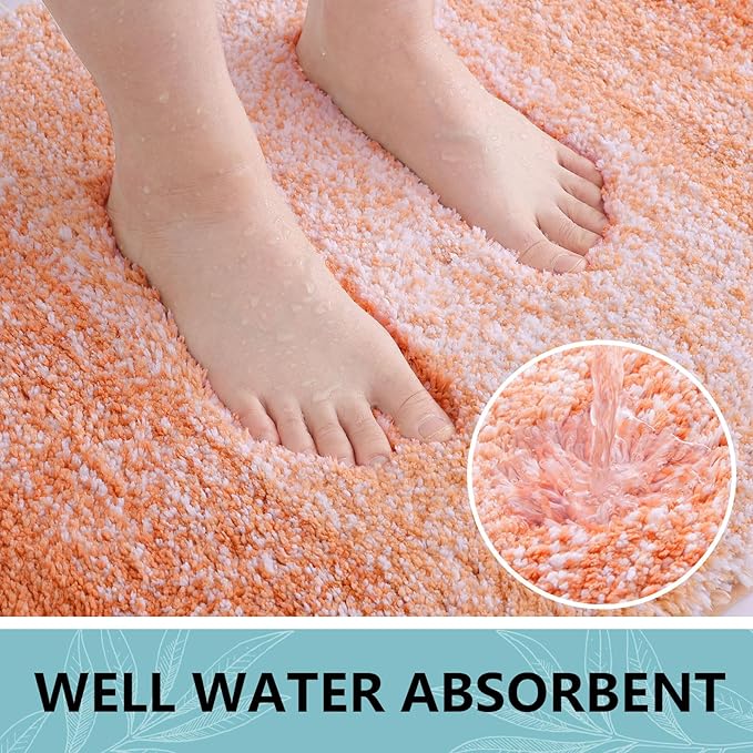 Arotive Microfiber Bathroom Rugs, Shaggy Soft and Absorbent Bath Rug, Non-Slip, Thick Plush Machine Washable Dry Bath Mats for Bathroom, Tub and Shower, 44x24, Orange, Rectangular