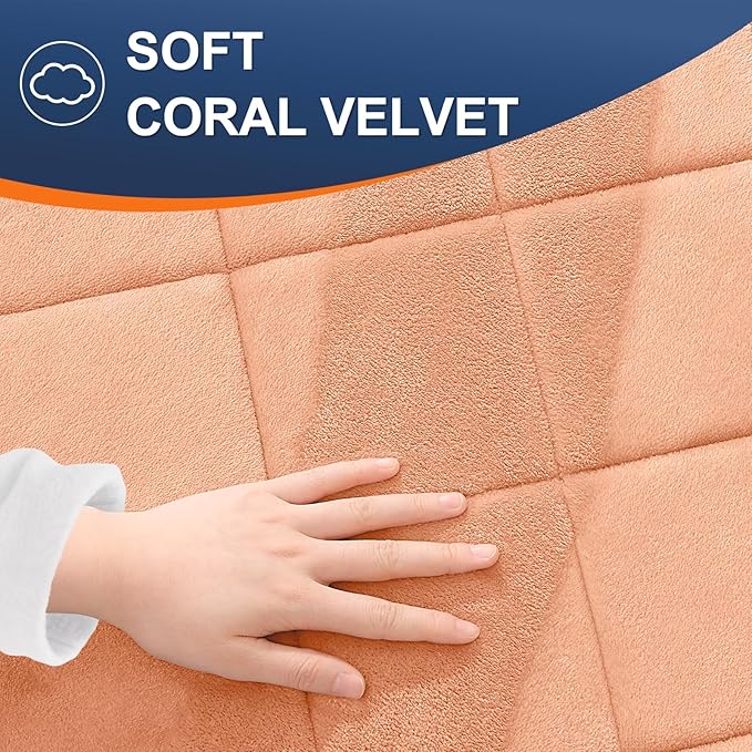 OLANLY Memory Foam Bath Mat 44x24, Ultra Soft and Absorbent Bathroom Rugs, Machine Washable, Comfortable Bath Carpet for Bathroom Floor, Tub and Shower, Peach