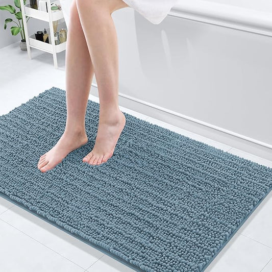 Arotive Luxury Chenille Bathroom Rug Mat, Extra Soft Thick Absorbent Shaggy Bath Rugs, Non-Slip Machine Wash Dry, Plush Bath Mats for Bathroom, Shower and Tub, 47x24, Smoky Gray
