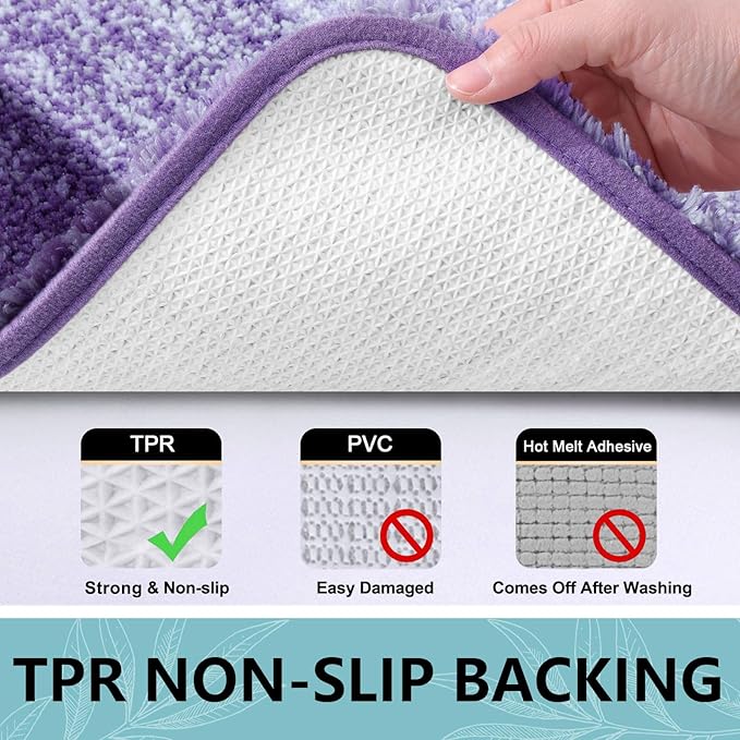 Arotive Microfiber Bathroom Rugs, Shaggy Soft and Absorbent Bath Rug, Non-Slip, Thick Plush Machine Washable Dry Bath Mats for Bathroom, Tub and Shower, 36x24, Dark Purple, Rectangular