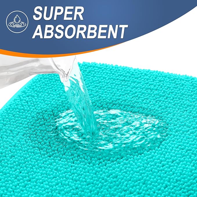 OLANLY Thick Memory Foam Bath Mat Rug 36x24, Extra Soft Absorbent Bathroom Rug, Quick Dry Bath Mats, Non-Slip, Machine Washable Carpet for Bathroom, Tub and Shower, Home Decor Accessories, Teal