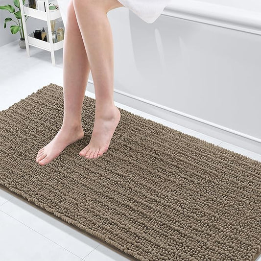 Arotive Luxury Chenille Bathroom Rug Mat, Extra Soft Thick Absorbent Shaggy Bath Rugs, Non-Slip Machine Wash Dry, Plush Bath Mats for Bathroom, Shower and Tub, 70x24, Camel