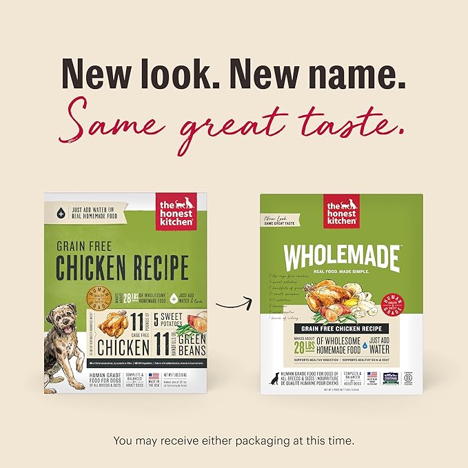 The Honest Kitchen Human Grade Wholemade™ Dehydrated Grain Free Chicken Dog Food - Complete & Balanced Meal or Topper - 4 lb Box