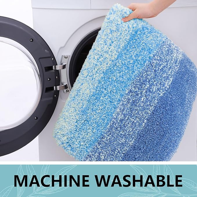 Arotive Microfiber Bathroom Rugs, Shaggy Soft and Absorbent Bath Rug, Non-Slip, Thick Plush Machine Washable Dry Bath Mats for Bathroom, Tub and Shower, 30x20, Light Royal Blue, Rectangular