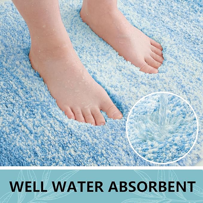 Arotive Microfiber Bathroom Rugs, Shaggy Soft and Absorbent Bath Rug, Non-Slip, Thick Plush Machine Washable Dry Bath Mats for Bathroom, Tub and Shower, 30x20, Light Royal Blue, Rectangular