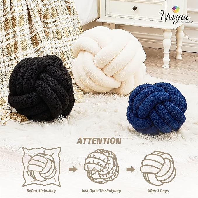 Uvvyui Knot Pillow Ball, Soft Home Decorative Pillows, Round Throw Pillow, Handmade Knotted Plush Pillow, Round Boucle Pillow Cushion (11 Inches Dusty Purple)