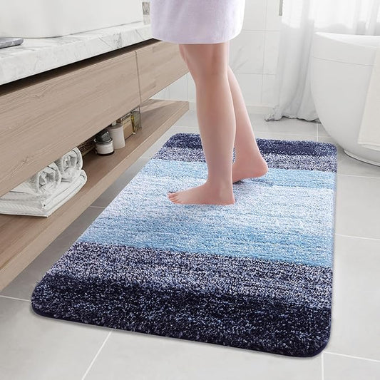 Arotive Microfiber Bathroom Rugs, Shaggy Soft and Absorbent Bath Rug, Non-Slip, Thick Plush Machine Washable Dry Bath Mats for Bathroom, Tub and Shower, 50x30, Blue, Rectangular