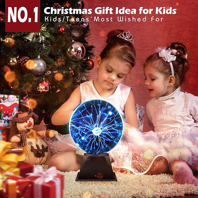 Flashmen Plasma Ball Lamp 6 inch Science Toy Touch & Sound Sensitive Plasma Globe Extra Large Lightning Ball for Kid Teen Bedroom Decor Lamp Novelty Toy Present (Blue)